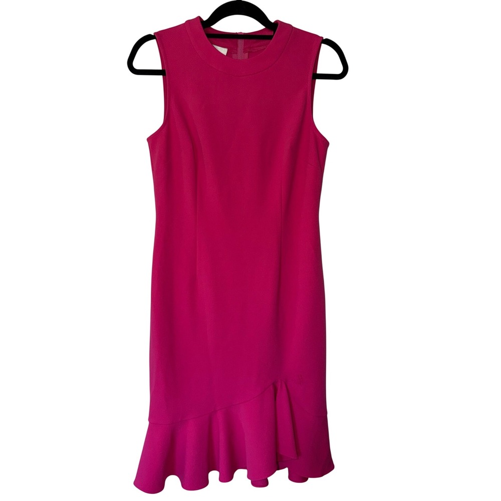 Donna Morgan Pink Sleeveless Ruffle Hem Sheath Dress Size 8
